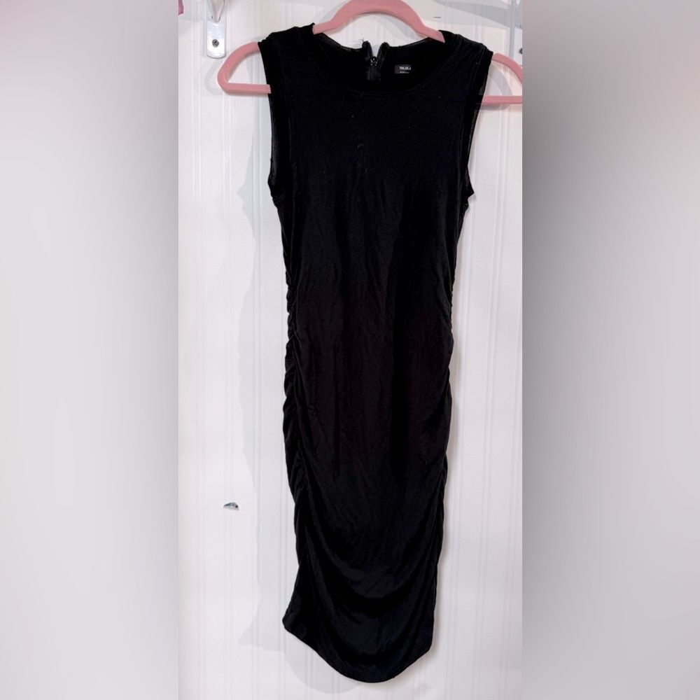 Talula Black Ruched Mock Neck‎ Sheath Dress Sz XS